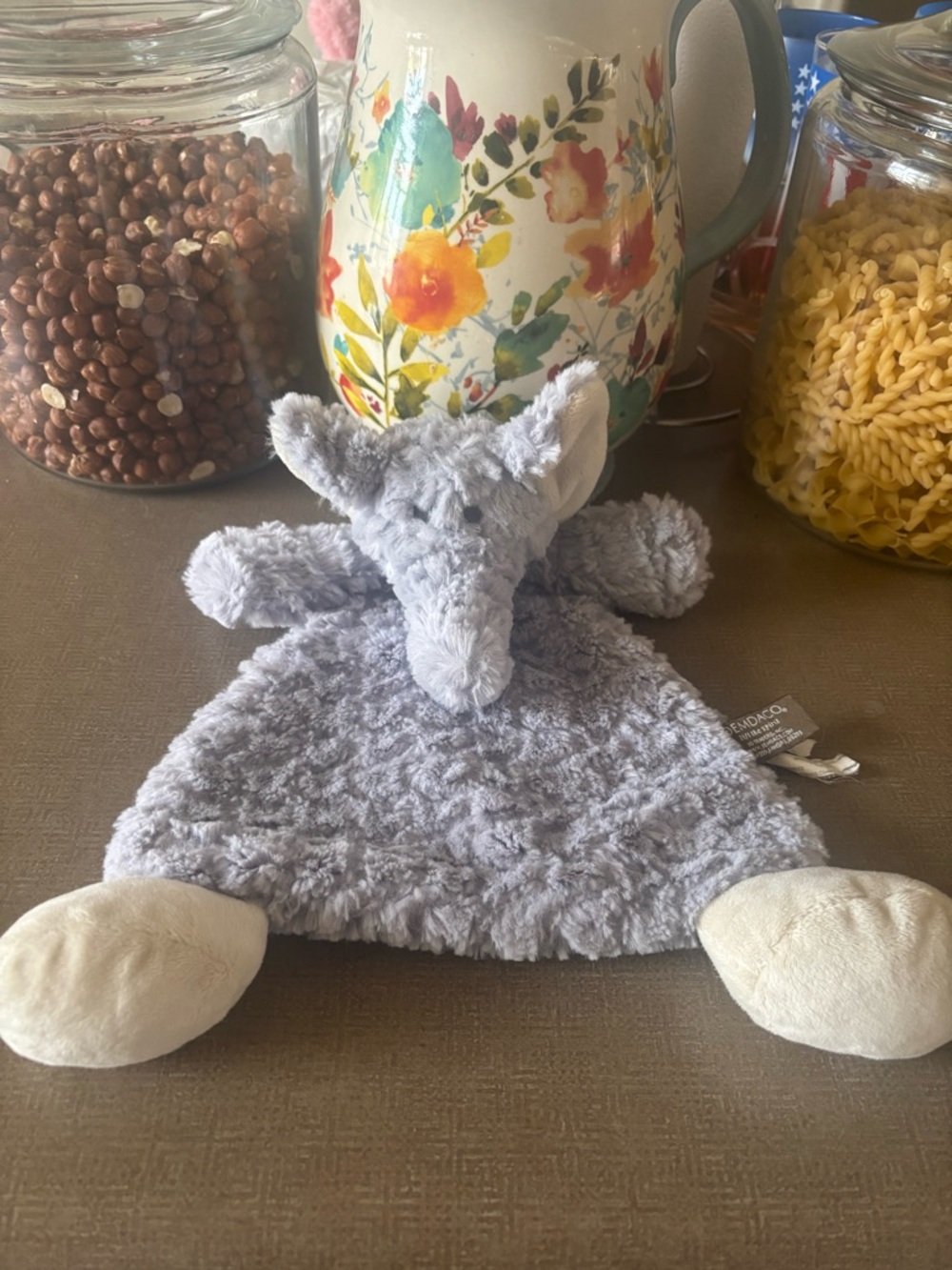 Demdaco Gray Elephant Plush Lovey with Cream Feet